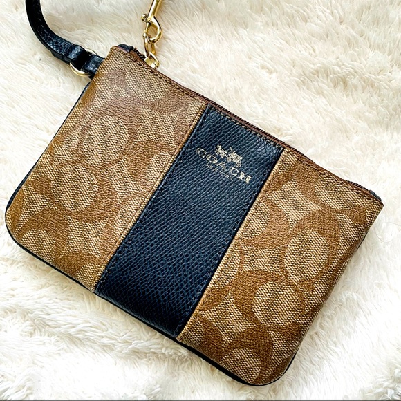 Coach Signature Wristlet with Navy Accent - Picture 1 of 8